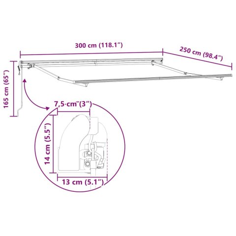 Elektryczna Rozkładana Markiza Zielony i żółty 300 x 250 cm