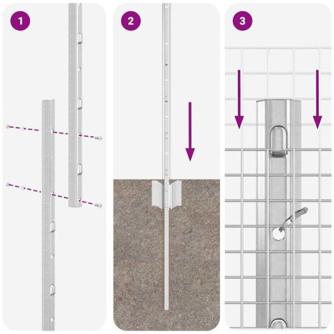 Ogrodzenie z słupkiem Srebrny 1,5 x 50 m Stal