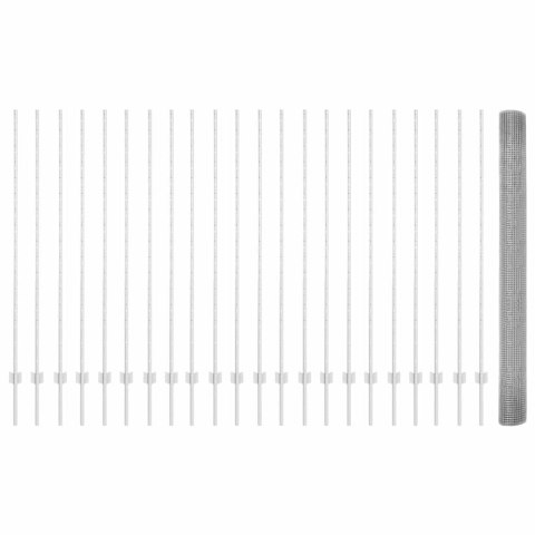 Ogrodzenie z słupkiem Srebrny 1,5 x 50 m Stal