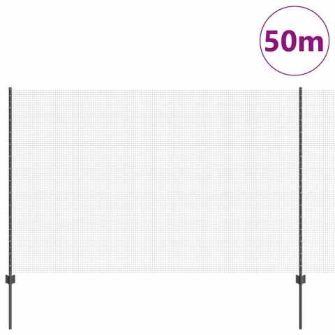 Ogrodzenie z słupkiem Szary 1,5 x 50 m Stal i PVC