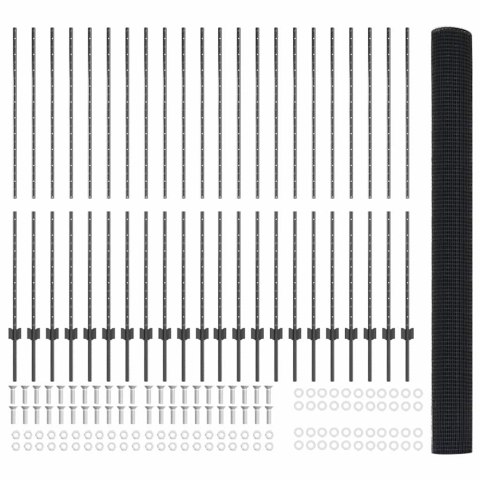 Ogrodzenie z słupkiem Szary 1,5 x 50 m Stal i PVC