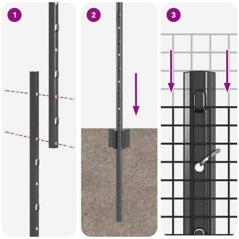 Ogrodzenie z słupkiem Szary 1,5 x 50 m Stal i PVC