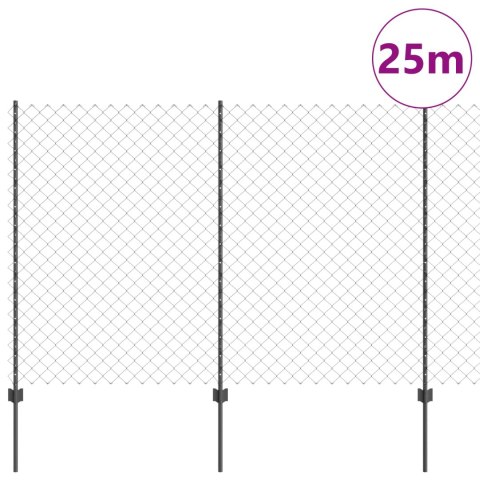 Ogrodzenie z słupkiem Szary 1,6 x 25 m Stal i PVC
