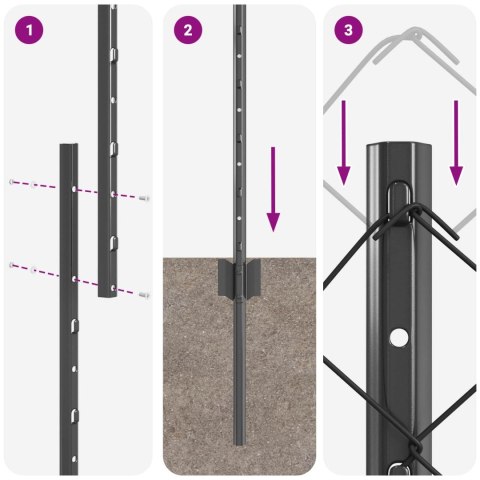 Ogrodzenie z słupkiem Szary 1,6 x 25 m Stal i PVC