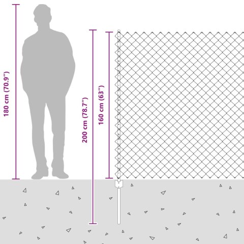 Ogrodzenie z słupkiem Szary 1,6 x 25 m Stal i PVC