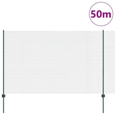 Ogrodzenie z słupkiem Zielony 1,5 x 50 m Stal i PVC