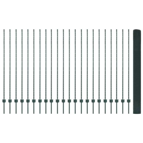 Ogrodzenie z słupkiem Zielony 1,5 x 50 m Stal i PVC