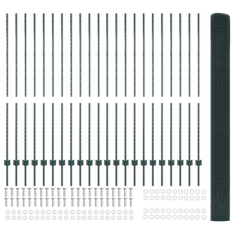 Ogrodzenie z słupkiem Zielony 1,5 x 50 m Stal i PVC