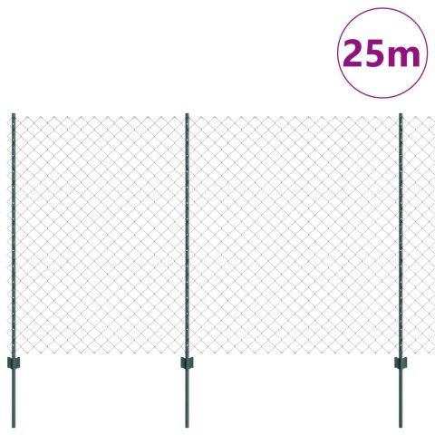 Ogrodzenie z słupkiem Zielony 1,6 x 25 m Stal i PVC