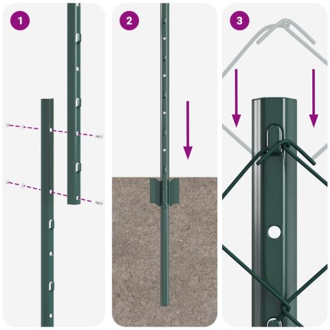 Ogrodzenie z słupkiem Zielony 1,6 x 25 m Stal i PVC