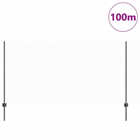 Ogrodzenie z słupkiem Szary 1,2 x 100 m Stal i PVC