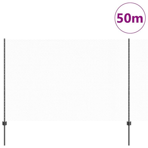 Ogrodzenie z słupkiem Szary 1,5 x 50 m Stal i PVC