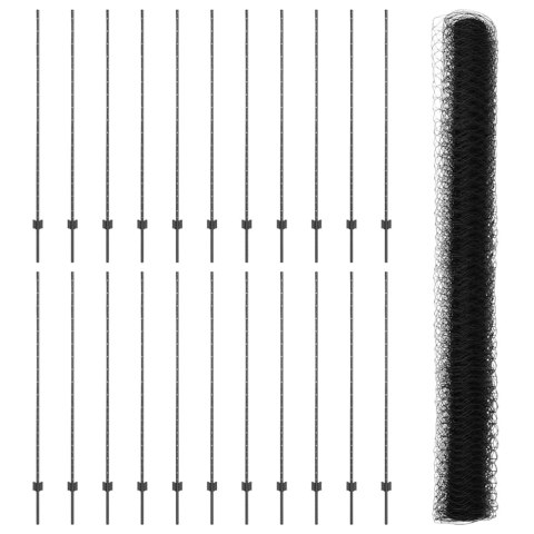 Ogrodzenie z słupkiem Szary 1,5 x 50 m Stal i PVC