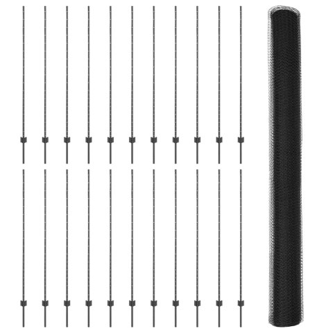 Ogrodzenie z słupkiem Szary 1,6 x 50 m Stal i PVC