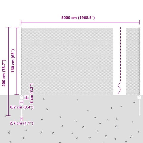 Ogrodzenie z słupkiem Szary 1,6 x 50 m Stal i PVC