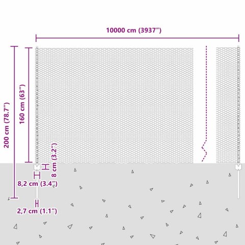 Ogrodzenie z słupkiem Zielony 1,6 x 100 m Stal i PVC