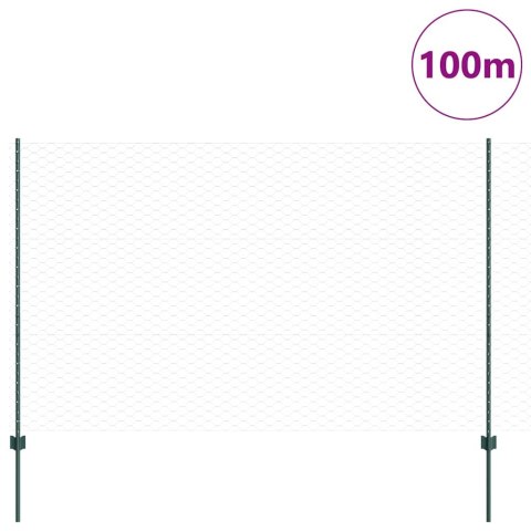 Ogrodzenie z słupkiem Zielony 1,6 x 100 m Stal i PVC