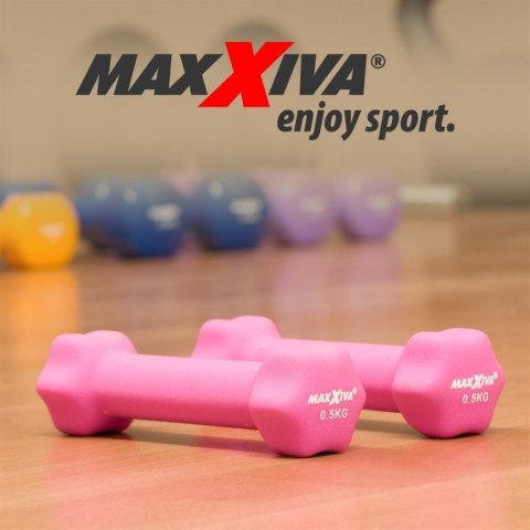 MAXXIVA Zestaw hantli z pokrowcem neoprenowym 2 x 0,5 kg, ró