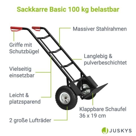 Wózek transportowy 100 kg, składany, koła pompowane, stal