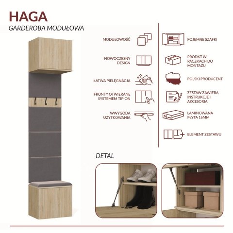 Garderoba Wieszak HAGA 1W DĄB SONOMA