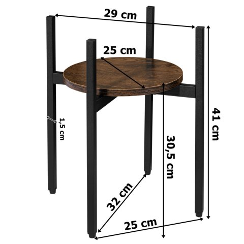 Kwietnik metalowy loftowy czarny TORRE RUSTIC 40 cm