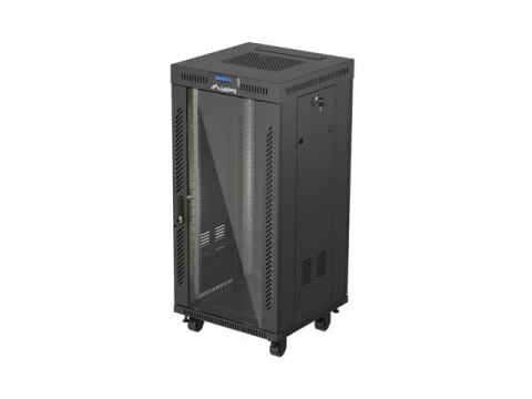 LANBERG SZAFA INSTALACYJNA RACK STOJĄCA 19" 24U 600X600 CZARNA DRZWI PRZESZKLONE LCD (FLAT PACK) V2