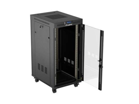 LANBERG SZAFA INSTALACYJNA RACK STOJĄCA 19" 24U 600X800 CZARNA DRZWI PRZESZKLONE LCD (FLAT PACK) V2