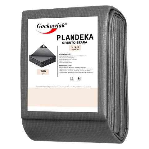 Plandeka 2x3m GRENTO szara 260GSM