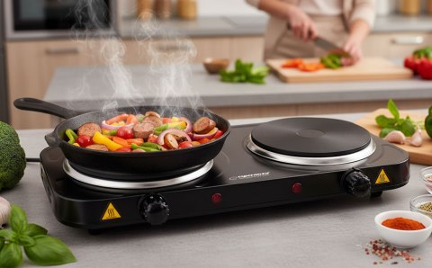 ESPERANZA KUCHENKA ELEKTRYCZNA YELLOWSTONE 1500W + 1000W CZARNA EKH014K