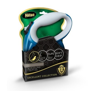 HILTON SMART DOG TAPE L GRANATOWO-SZARA SMYCZ AUTOMATYCZNA 5M DLA PSA DO 30KG