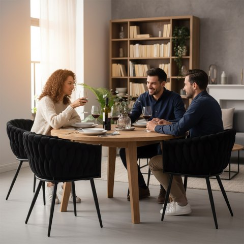 Krzesło welurowe plecione COFTON BLACK VELVET czarne