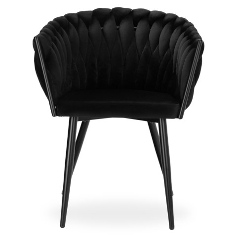 Krzesło welurowe plecione COFTON BLACK VELVET czarne