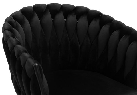 Krzesło welurowe plecione COFTON BLACK VELVET czarne
