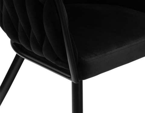 Krzesło welurowe plecione COFTON BLACK VELVET czarne