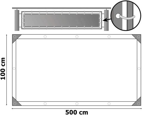 Osłona mata balkonowa szara 1x5 m