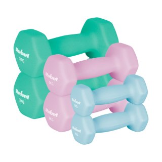 Hantelki żeliwne neoprenowe HEX zestaw 12kg (2x1kg+2x2kg+2x3kg), REBEL ACTIVE