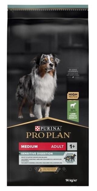 PURINA Pro Plan Adult Medium Sensitive Digestion bogata w jagnięcinę - sucha karma dla psa - 14 kg (OUTLET)