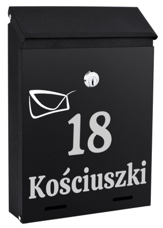 Skrzynka na listy ODVIN czarna z napisem