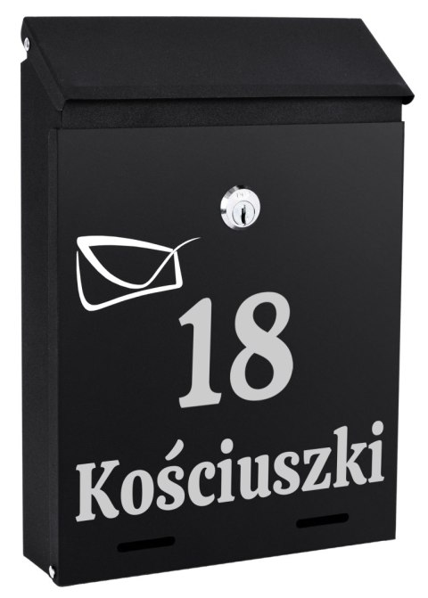 Skrzynka na listy ODVIN czarna z napisem