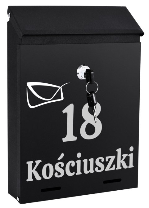 Skrzynka na listy ODVIN czarna z napisem
