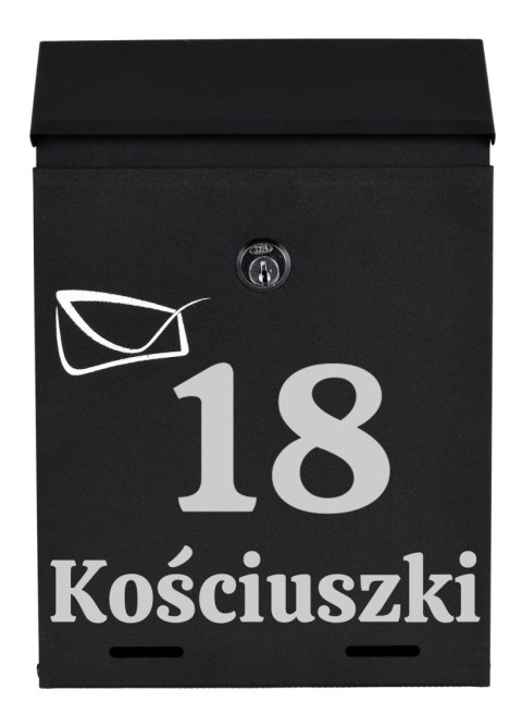 Skrzynka na listy ODVIN czarna z napisem