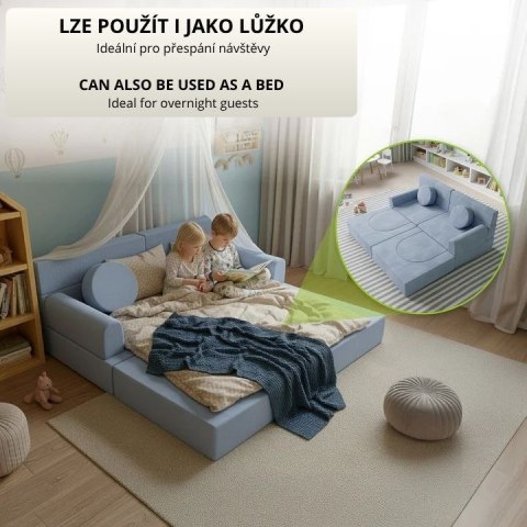 Designerska modułowa kanapa dziecięca 150 cm, jasnoniebieska