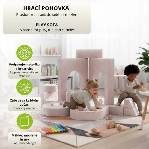 Designerska modułowa kanapa dziecięca 150 cm, pudrowa