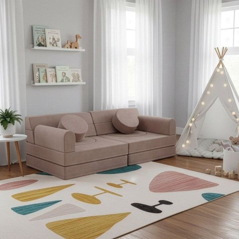 Designerska modułowa kanapa dziecięca 150 cm, pudrowa