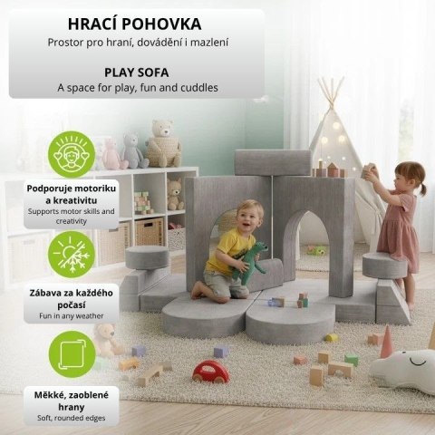 Designerska modułowa kanapa dziecięca 150 cm, szara