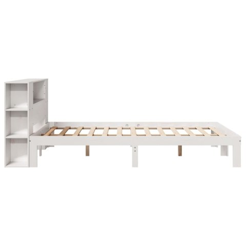 Łóżko z regałem, bez materaca, białe, 160x200 cm, sosnowe