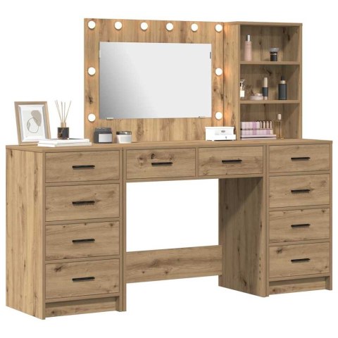 Toaletka 3 pcs Dąb rzemieślniczy Materiał drewnopochodny