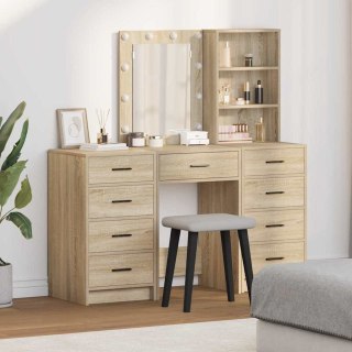 Toaletka z szufladą 3 pcs Brązowy Materiał drewnopochodny