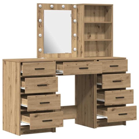 Toaletka z szufladą 3 pcs Brązowy Materiał drewnopochodny