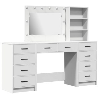 Toaletka z szufladą z półką 3 pcs Biały Materiał drewnopochodny